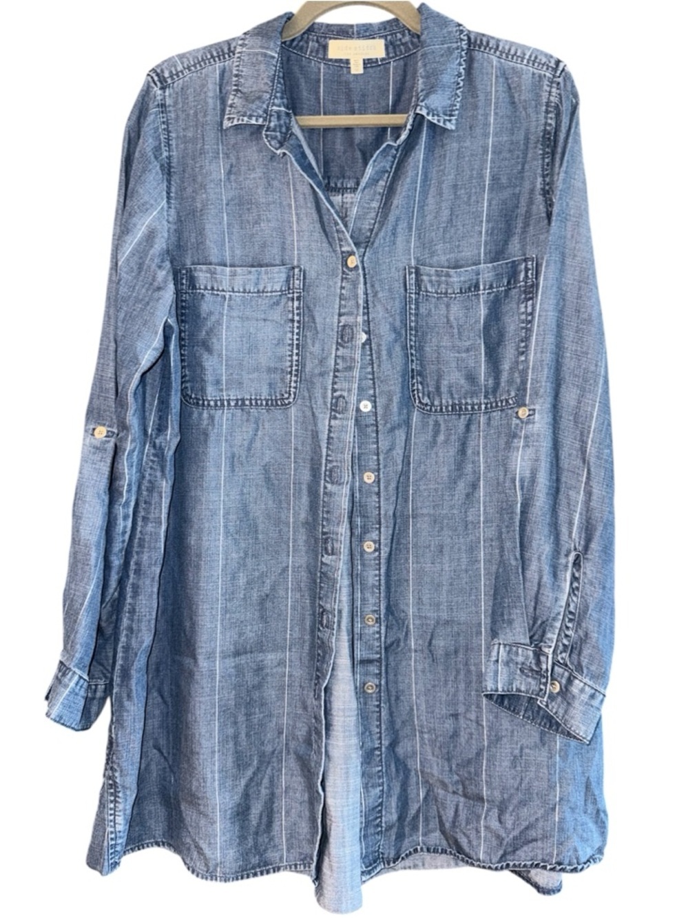 Side Stitch Los Angeles Light Blue Striped Denim Shirt M